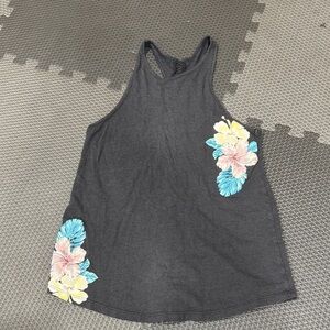 Empyre Black Tank Top with Floral Accents